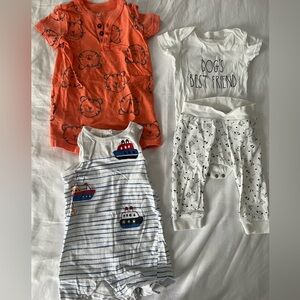 6-9m rompers and a onesie set